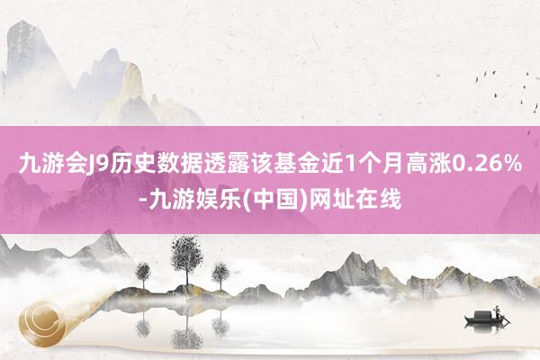 九游会J9历史数据透露该基金近1个月高涨0.26%-九游娱乐(中国)网址在线