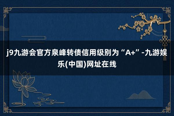 j9九游会官方泉峰转债信用级别为“A+”-九游娱乐(中国)网址在线